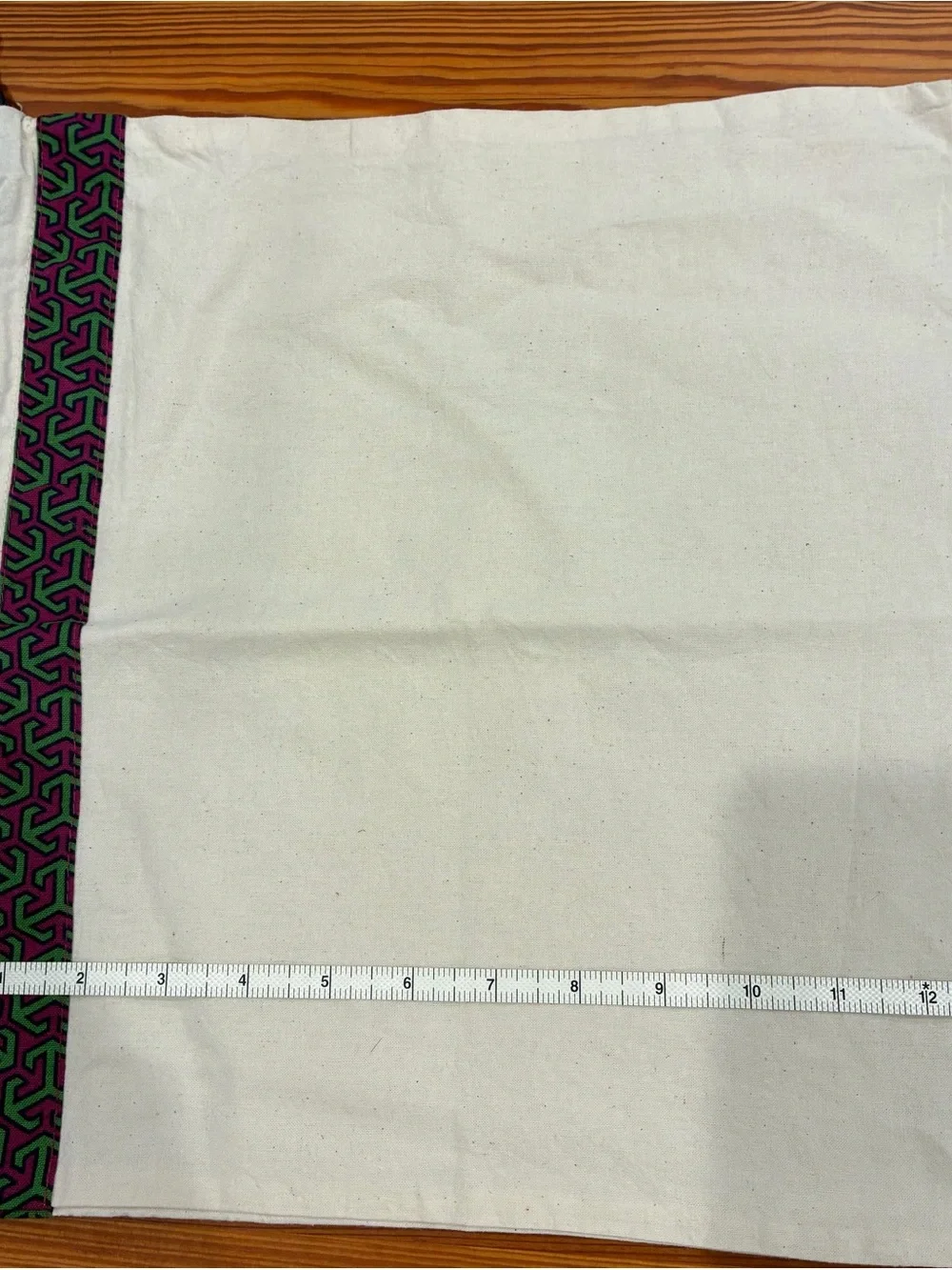 Tory Burch Cream Dust Bag with Purple & Green Trim and Gold Logo Charm
